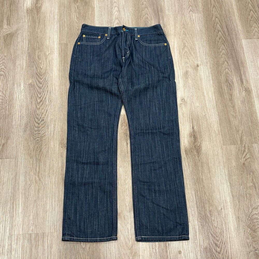 Vtg 00s Y2K Levi's 514 Slim Straight Selvedge Denim Jeans Dark Blue Men Sz 31x32